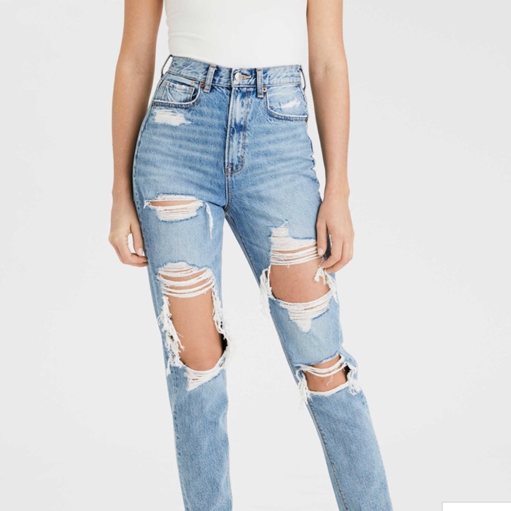 AE hi-rise girlfriend (mom) jeans